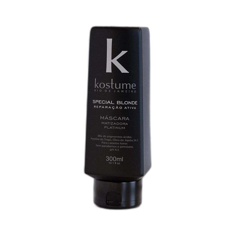 Frontal da embalagem da Máscara Matizadora Kostume Special Blonde Platinum 300ml